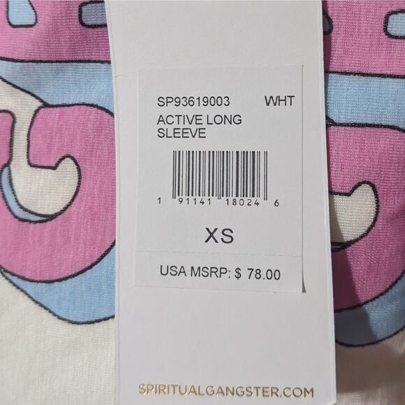 NEW Spiritual Gangster Grateful Active Long Sleeve Tee White Women's XS / Small - Picture 9 of 10
